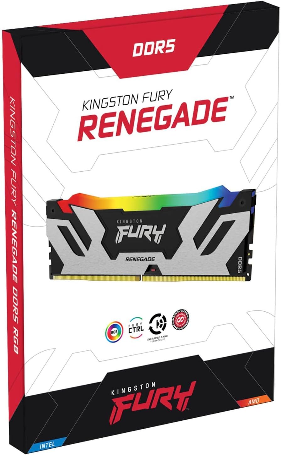 Kingston FURY Renegade RGB 32GB (2x16GB) 7200MT/s DDR5 CL38 DIMM Desktop Memory-KF572C38RSAK2-32 Kingston FURY Renegade RGB 32GB (2x16GB) 7200MT/s DDR5 CL38 DIMM Desktop Memory-KF572C38RSAK2-32